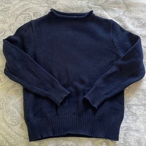 J Crew Crewcuts navy roll neck cotton sweater. Size 6-7.